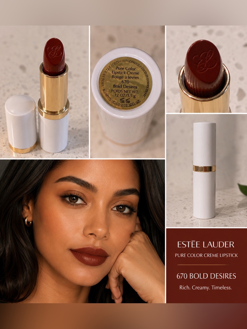 Estée Lauder Pure Color Creme Lipstick 670 Bold Desires New No Box